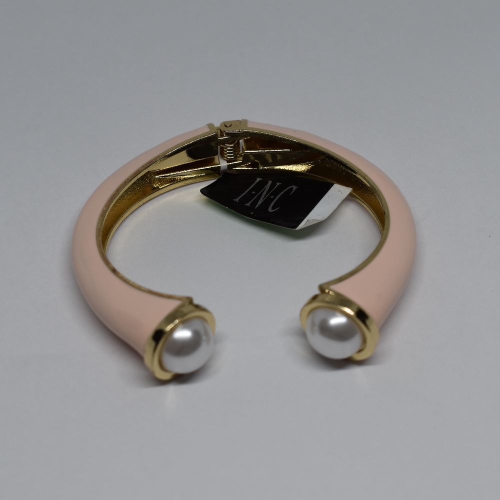 I.N.C. Gold-Tone Pearl Pink Hinged Cuff Bracelet